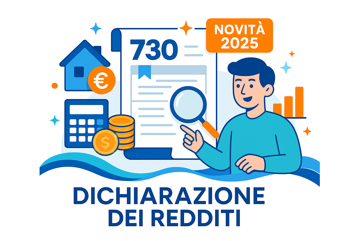 Illustrazione vettoriale moderna rappresentante la dichiarazione dei redditi