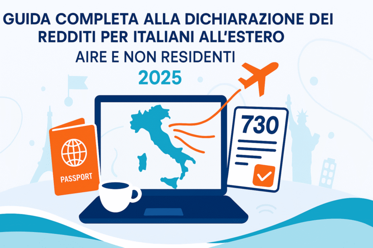 Illustrazione per articolo guida sulla dichiarazione dei redditi per italiani all'estero di CAF Public